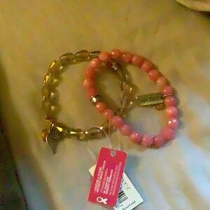 Set of two beaded charm bracelets